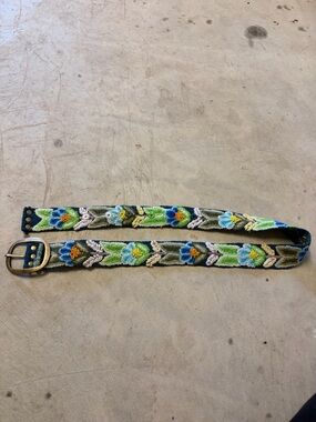 Embroidered Floral Green Multi Beaded Women's Belt Size M